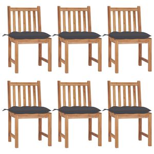 vidaXL Patio Chair Set of 6 Teak Regular Durable Outdoor Chairs