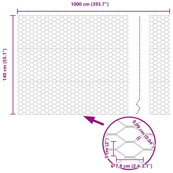 vidaXL Hexagon Fence Green 4.6'x 32.8'Steel