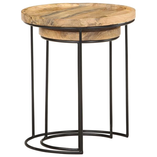 vidaXL Coffee Table Brown and black Solid mango wood, powder-coated steel