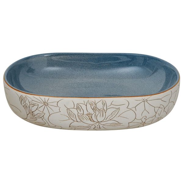 vidaXL Countertop Basin Sand and Blue Oval 23.2x15.7x5.5" Ceramic