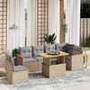 vidaXL Garden Sofa Set Beige PE rattan Medium Adjustable Armrests