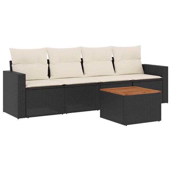 vidaXL Garden Sofa Set Black, cream white