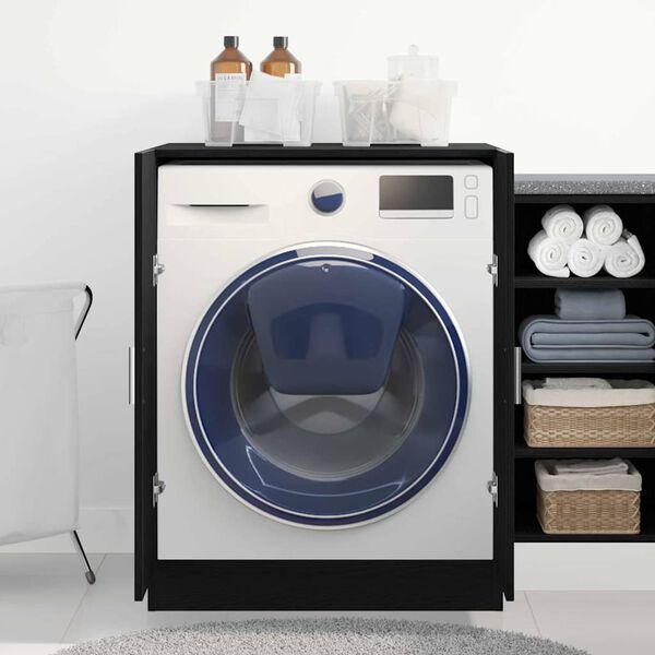 vidaXL Washing Machine Cabinet Black Oak 27.76 x 28.15 x 36.02 in