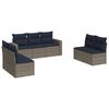 vidaXL 7 Piece Patio Sofa Set with Cushions Gray Poly Rattan