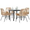 vidaXL Garden Dining Set Brown table and chairs, Light grey cushions