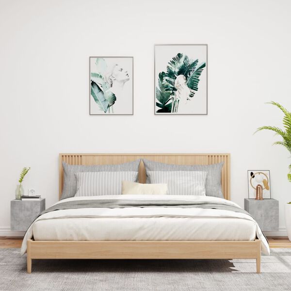 vidaXL TV Wall Stands with LED Lights 2 pcs Concrete Gray 12"x13.8"x11.8"