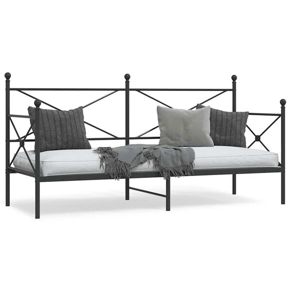 vidaXL Daybed With Trundle Black Steel 35.4x79.0 in mattress size