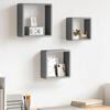 vidaXL Wall Cube Shelf Set of 3 Grey MDF Small Appealing Design