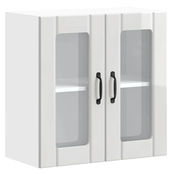 vidaXL Kitchen Wall Cabinet High gloss white Engineered wood and glass
