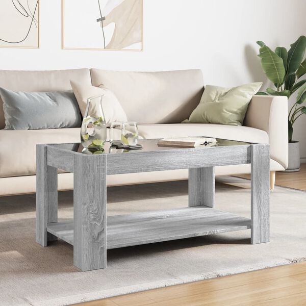 vidaXL Coffee Table Grey Sonoma Engineered wood, Glass Medium