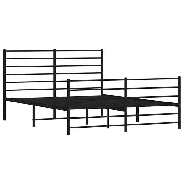 vidaXL Bed Frame Black Steel King Bed Frame Rectangular Traditional