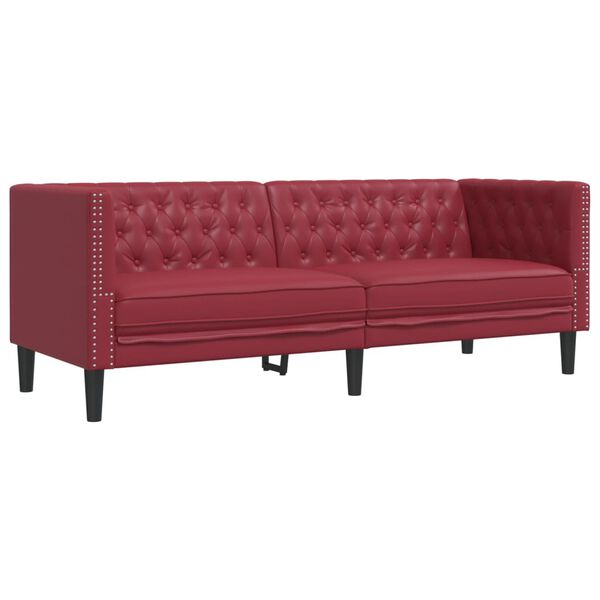 vidaXL 2 Piece Chesterfield Sofa Set Wine Red Faux Leather
