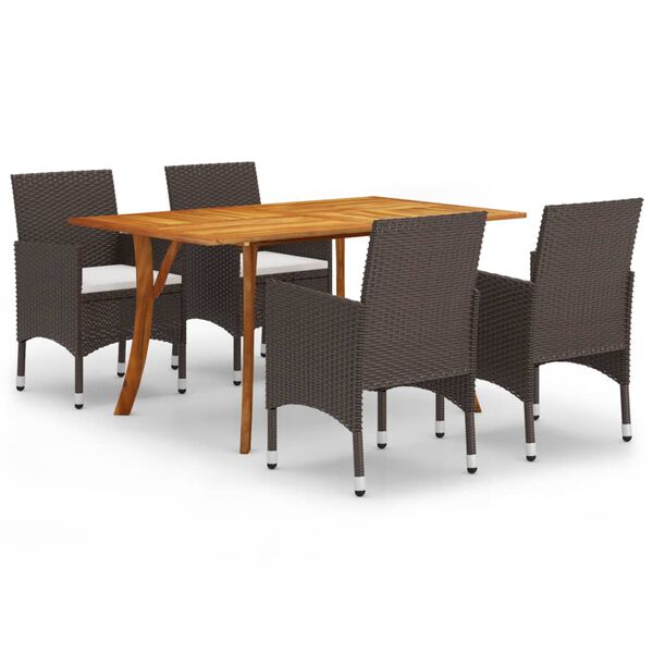 vidaXL Dining Set Brown, Cream White