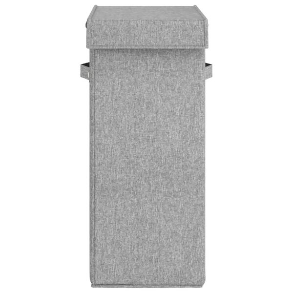vidaXL Foldable Laundry Hamper Grey 10.2x13.6x23.4" Faux Linen Fabric