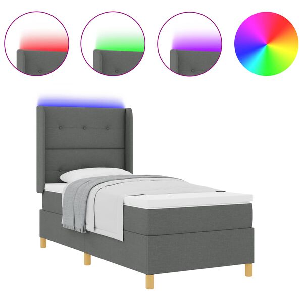 vidaXL Box Spring Bed with Mattress Grey 55.12 x 78.74 in Fabric