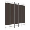 vidaXL 5-Panel Room Divider Brown 78.7"x78.7" Fabric