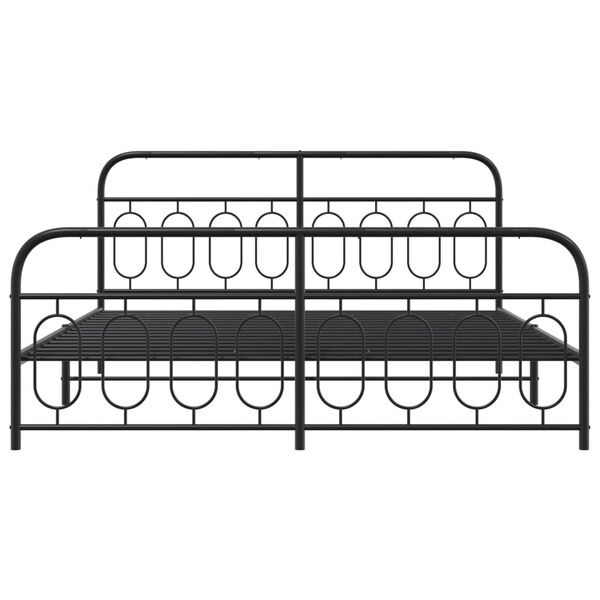 vidaXL Bed Frame Black Steel 71x79 in Super King Bed Frame Rectangular