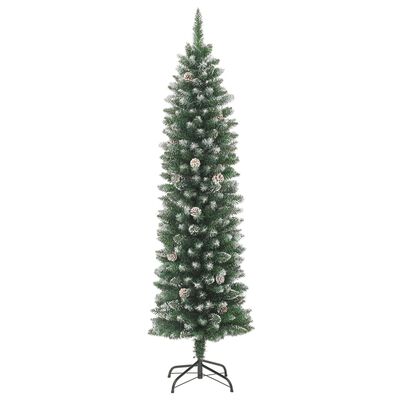 vidaXL Artificial Slim Christmas Tree with Stand 6 ft PVC