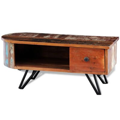 vidaXL Coffee Table with Iron Pin Legs Solid Reclaimed Wood