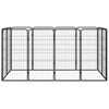 vidaXL Dog Playpen Black Powder-coated Steel Large Height-Adjustable