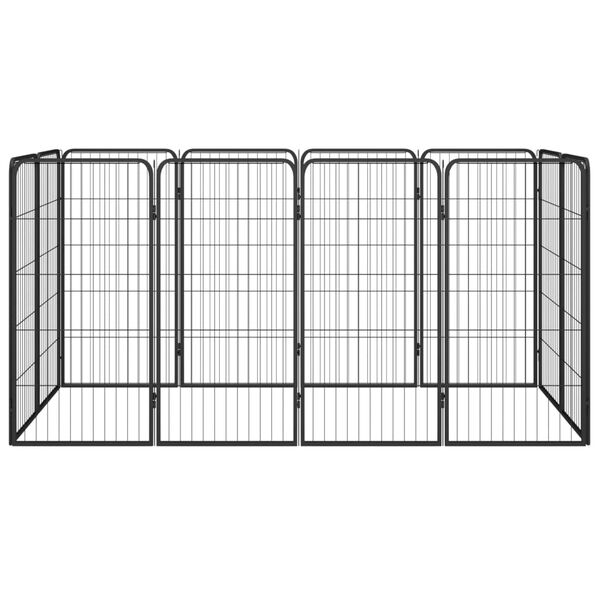 vidaXL Dog Playpen Black Powder-coated Steel Large Height-Adjustable
