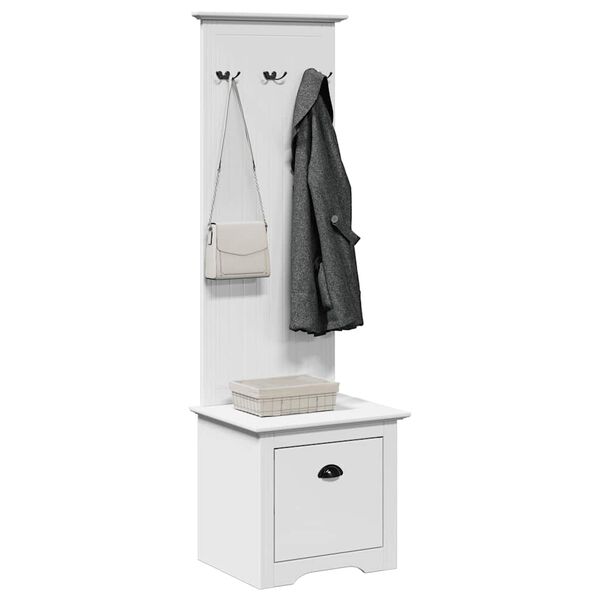 vidaXL Hallway Cabinet White Solid Pinewood, Engineered Wood, Metal Medium
