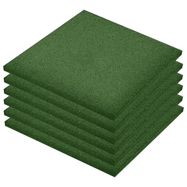 vidaXL Fall Protection Tiles 6 pcs Rubber 19.7x19.7x1.2" Green