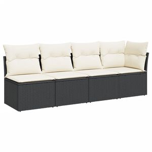 vidaXL Garden Sofa Black, Cream White