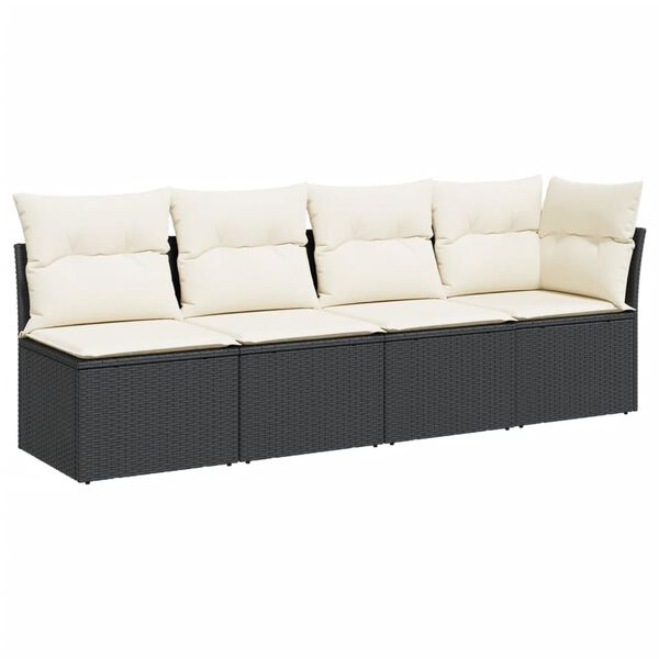 vidaXL Garden Sofa Black, Cream White