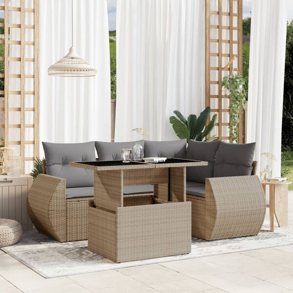 vidaXL Garden Sofa Set Beige, Light grey