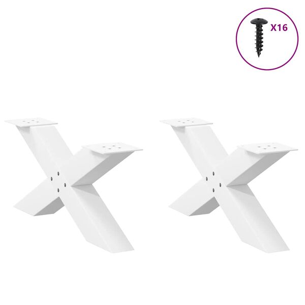 vidaXL Coffee Table Leg Set of 2 White Powder-coated steel Medium