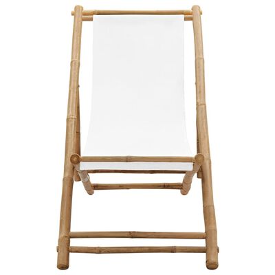 vidaXL Patio Deck Chair Bamboo and Canvas