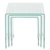 vidaXL Nesting Table Set Set of 3 Clear Tempered safety glass Small