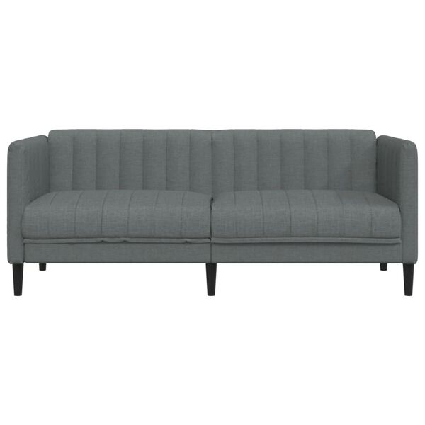vidaXL Sofa Dark grey Polyester fabric, plywood, solid wood, foam 2-seater