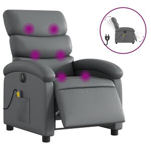 vidaXL Electric Massage Recliner Chair Grey Faux leather, Metal, Plywood