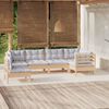 vidaXL Garden Lounge Set Grey Solid pine wood, fabric (100% polyester)