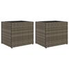 vidaXL Garden Planter Set of 2 Grey Powder-coated steel, PE rattan Small