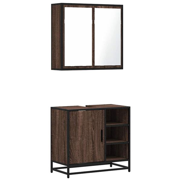 vidaXL Bathroom Furniture Set Brown oak Engineered wood Medium