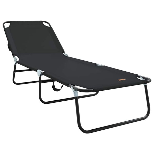 vidaXL Folding Sun Lounger Folding 2 pcs Black 56 x 189 x 87cm fabric