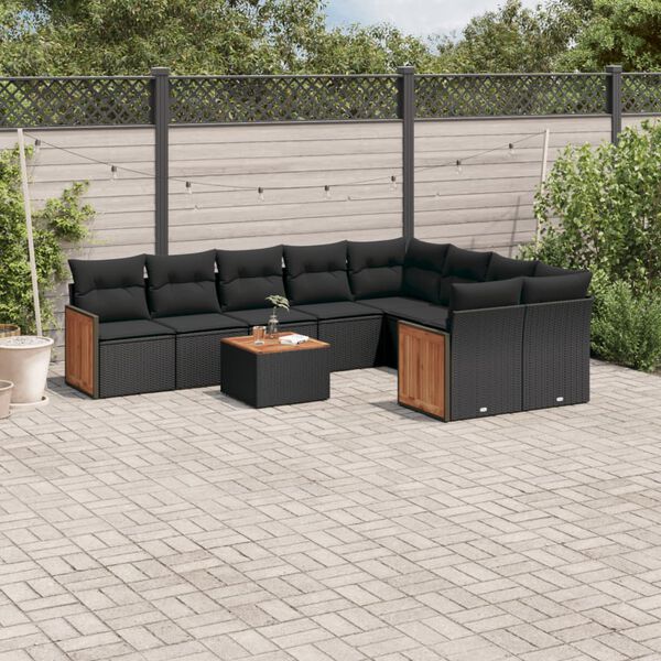 vidaXL Garden Sofa Set Black PE Rattan Large Modular Garden Sofa Set