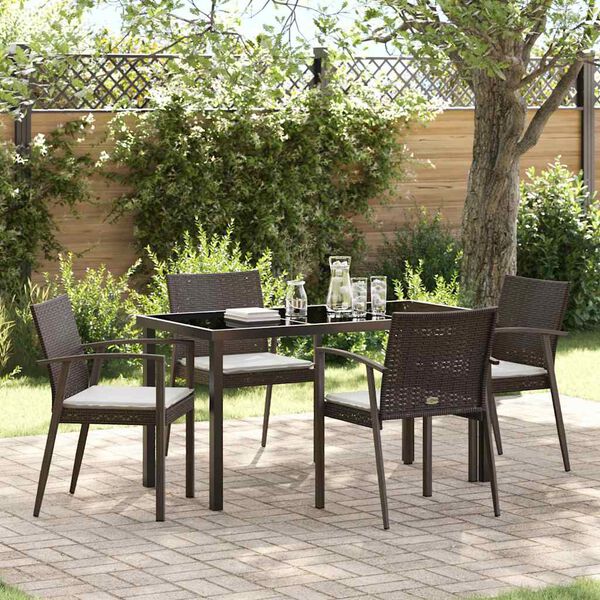 vidaXL Garden Dining Set 5 pcs Brown and Black PE Rattan