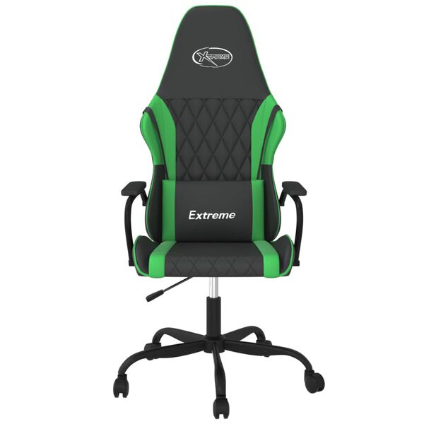 vidaXL Gaming Chair Black and Green Faux Leather, Metal, Plywood, Foam