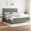 vidaXL Box Spring Bed Dark Grey Polyester Queen Adjustable Headrests