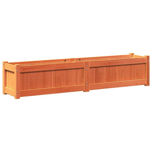 vidaXL Garden Planter Wax Brown Solid Pine Wood 59.1x12.2x12.2 in