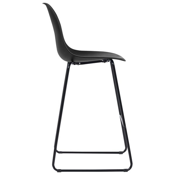 vidaXL Bar Chair Set of 6 Black Plastic seat and powder-coated metal legs
