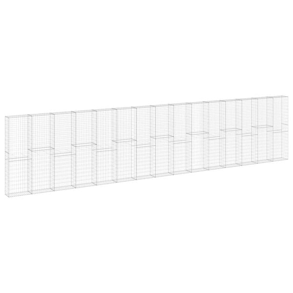 vidaXL Gabion Wall with Covers Galvanized Steel 354.3"x11.8"x78.7"