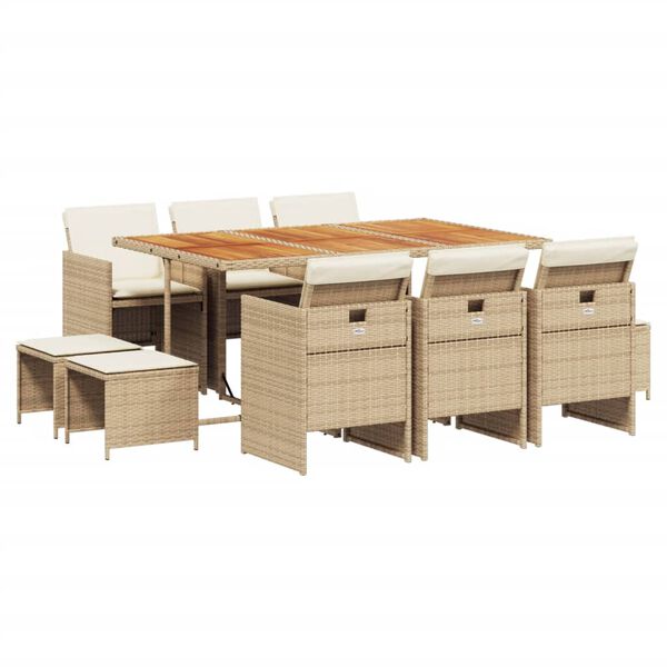 vidaXL Garden Dining Set Beige and brown