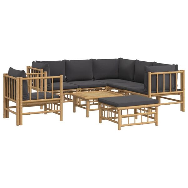 vidaXL Garden Lounge Set Dark Grey Bamboo Large Modular