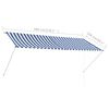 vidaXL Retractable Awning 118.1"x59.1" Blue and White