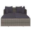vidaXL Sunbed Grey PE rattan, powder-coated steel, fabric (100% polyester)
